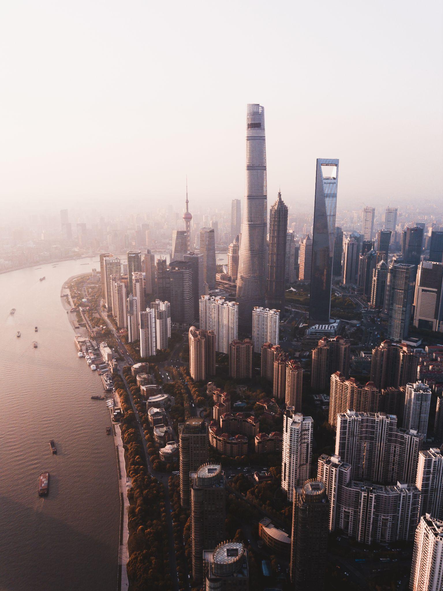 Vista aérea do distrito financeiro de Beijing