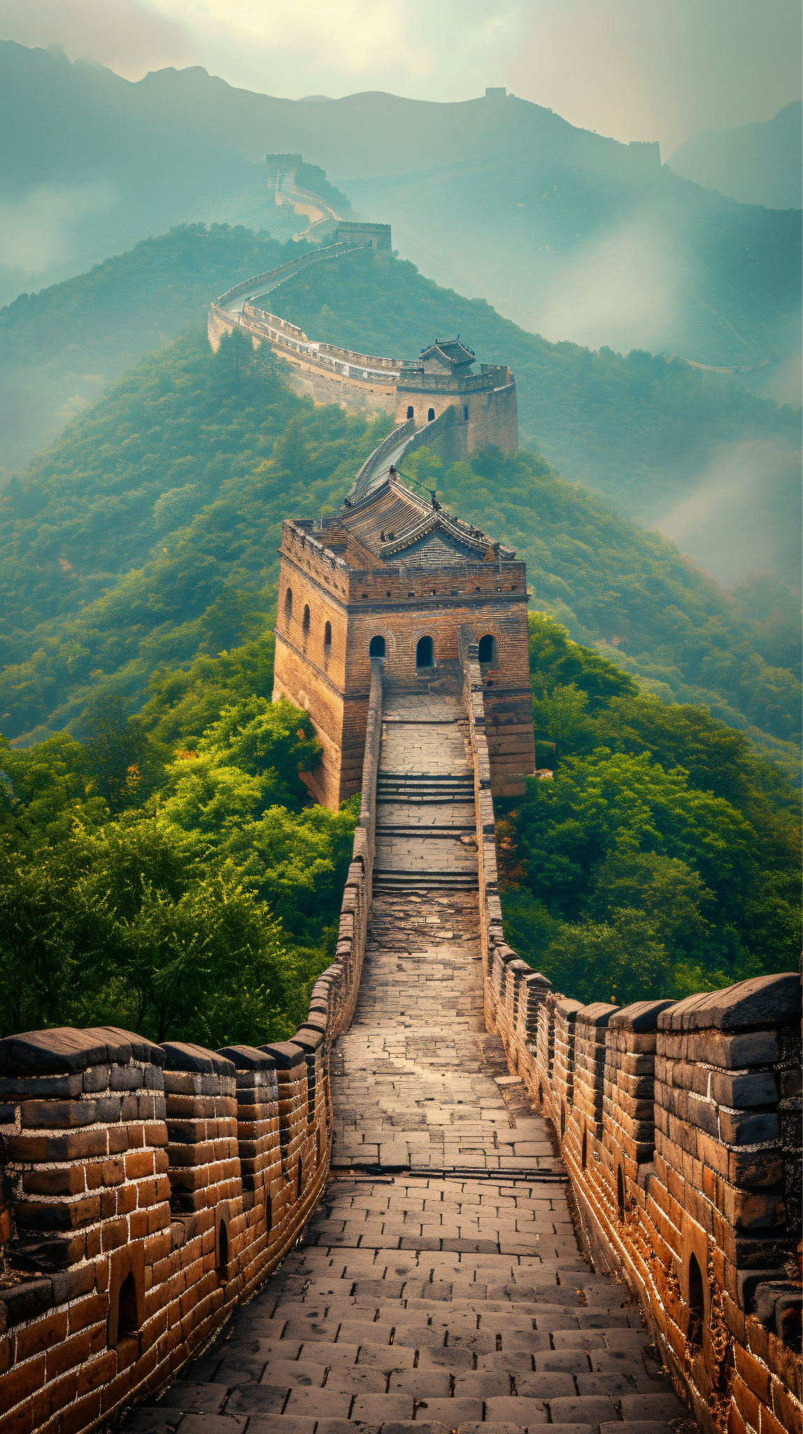 Muralha da China entre montanhas